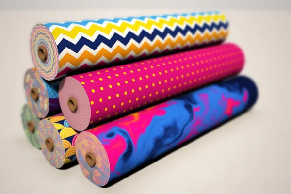 Rolos de tecido com estampas sublimadas